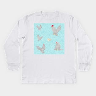 Lavender Belgian D'Uccle Pattern Blue Kids Long Sleeve T-Shirt